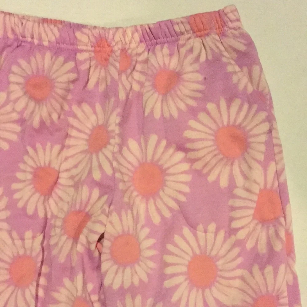 Girls' Pink Daisy Print Fleece Pajama Pants